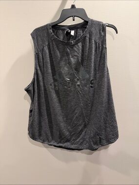 adidas Women's Dark Gray Sleeveless Muscle Tank with Tonal Logo